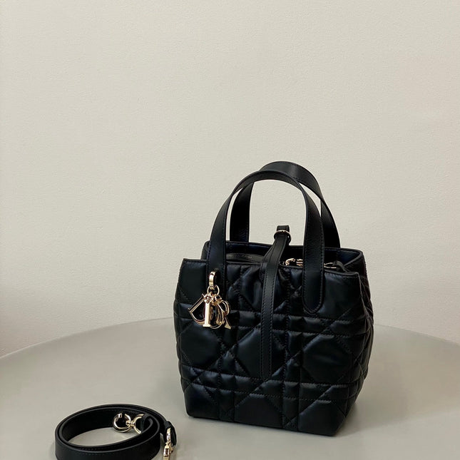 MINI TOUJOURS BUCKET BAG 18 IN BLACK CANNAGE CALFSKIN