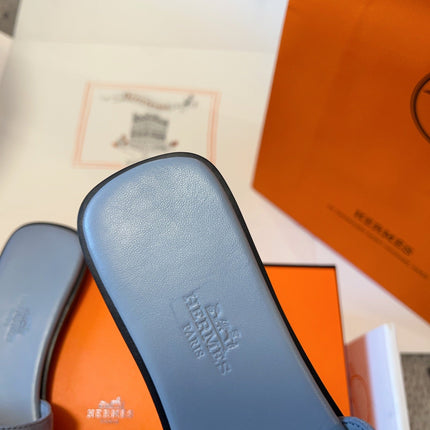 GIULIA FLAT SANDAL IN CERULEAN BLUE SUEDE