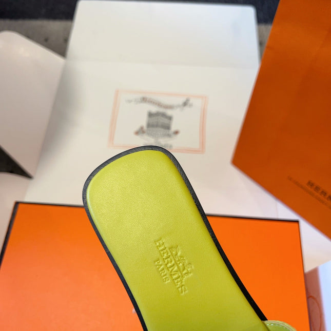 GIULIA FLAT SANDAL IN NEON YELLOW SUEDE