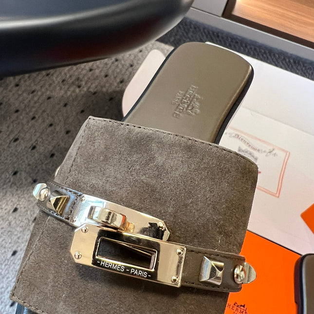 GIULIA FLAT SANDAL IN MOCHA BROWN SUEDE