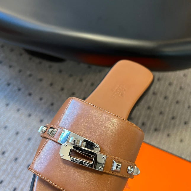 GIULIA FLAT SANDAL IN BRONZE BROWN CALFSKIN