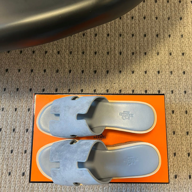 EZE SANDAL PLATFORM 85 MM IN TEAL BLUE SUEDE