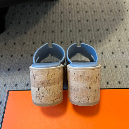 EZE SANDAL PLATFORM 85 MM IN TEAL BLUE SUEDE