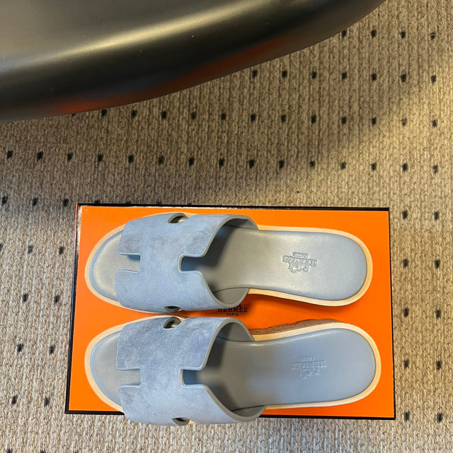 EZE SANDAL PLATFORM 85 MM IN TEAL BLUE SUEDE