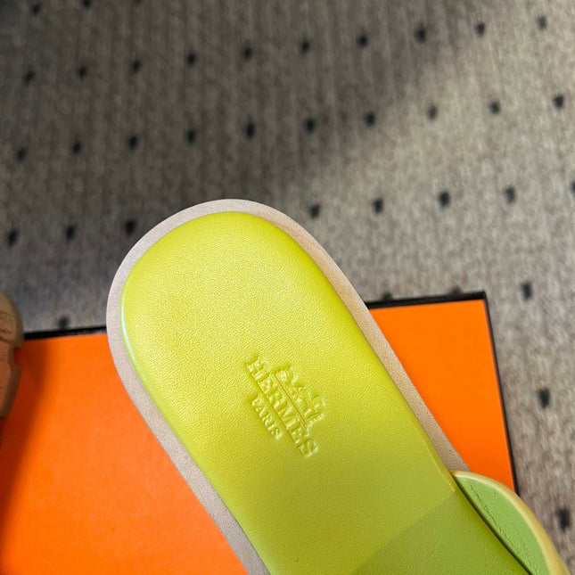 EZE SANDAL 85 MM IN NEON YELLOW CALFSKIN