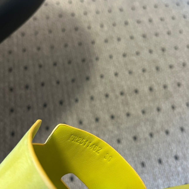 EZE SANDAL 85 MM IN NEON YELLOW CALFSKIN