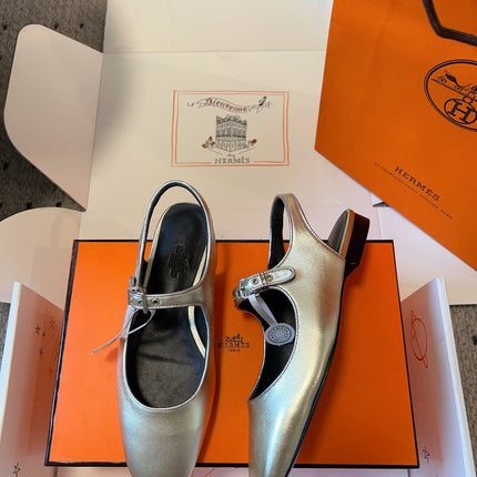 KLEO SLINGBACK IN SILVER CALFSKIN