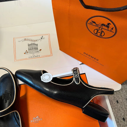 KLEO SLINGBACK IN BLACK CALFSKIN