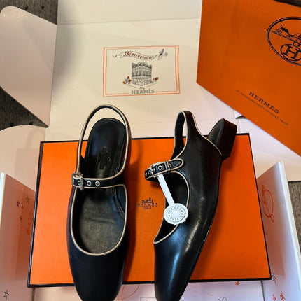 KLEO SLINGBACK IN BLACK CALFSKIN