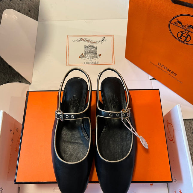 KLEO SLINGBACK IN BLACK CALFSKIN