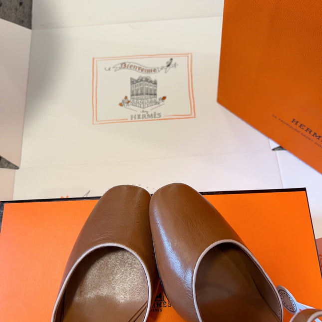 KLEO HIGH SLINGBACK IN BRONZE BROWN CALFSKIN