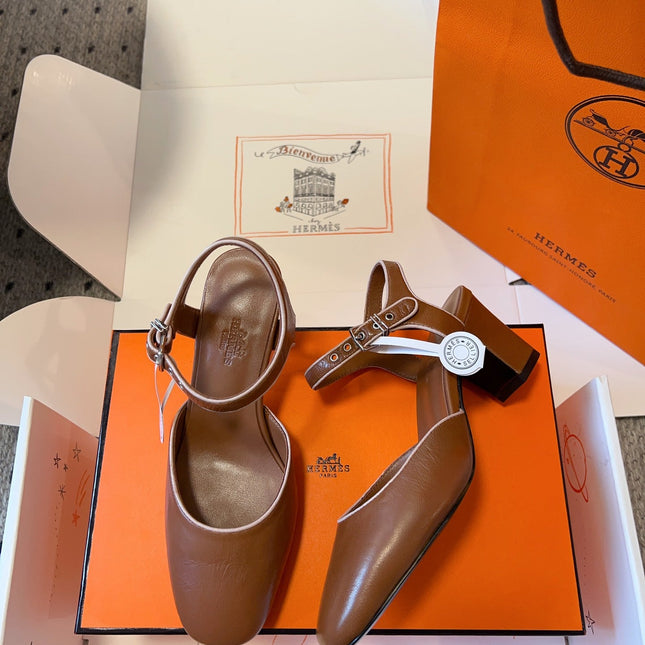 KLEO HIGH SLINGBACK IN BRONZE BROWN CALFSKIN