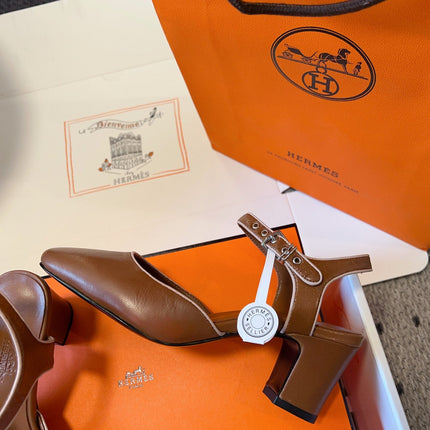 KLEO HIGH SLINGBACK IN BRONZE BROWN CALFSKIN