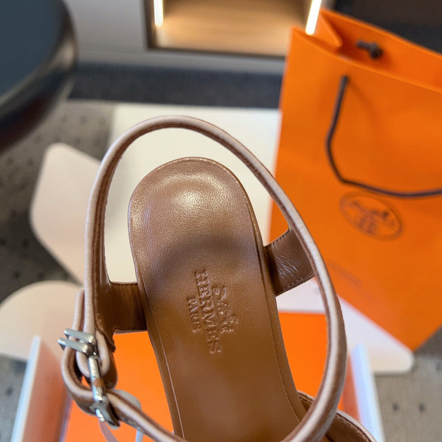 KLEO HIGH SLINGBACK IN BRONZE BROWN CALFSKIN