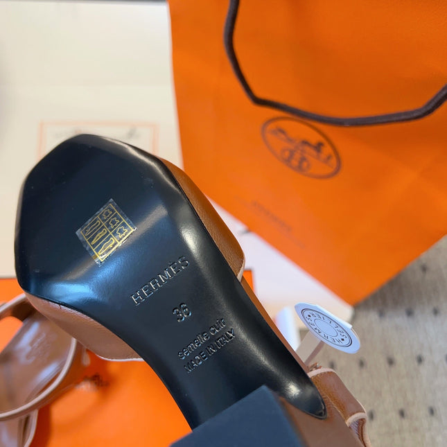 KLEO HIGH SLINGBACK IN BRONZE BROWN CALFSKIN