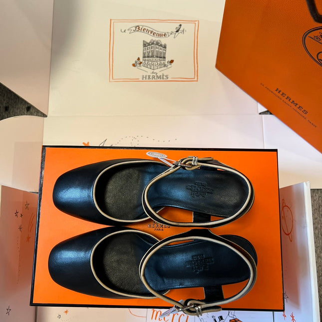 KLEO HIGH SLINGBACK IN BLACK CALFSKIN