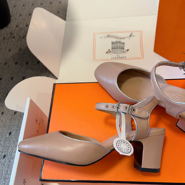 KLEO HIGH SLINGBACK IN CREPE PINK CALFSKIN