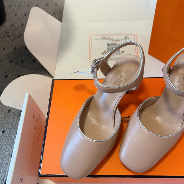 KLEO HIGH SLINGBACK IN CREPE PINK CALFSKIN