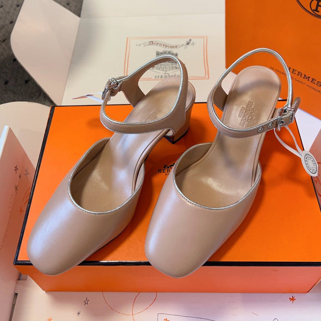 KLEO HIGH SLINGBACK IN CREPE PINK CALFSKIN