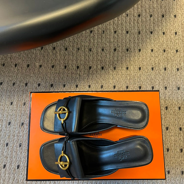 ILOT 55 MM SANDAL IN BLACK CALFSKIN