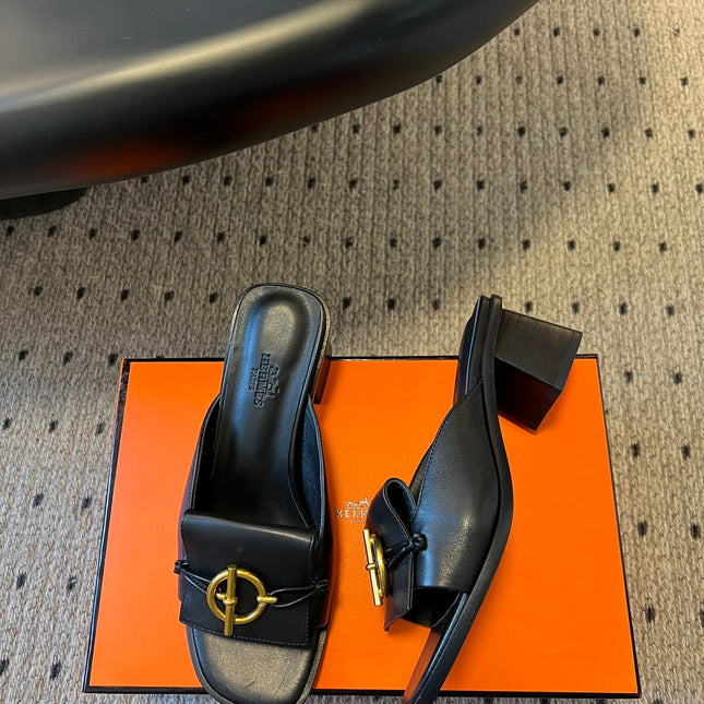 ILOT 55 MM SANDAL IN BLACK CALFSKIN