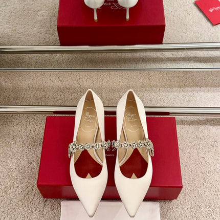 EFFLORESCENCE MARY JANE PUMPS IN WHITE SILK