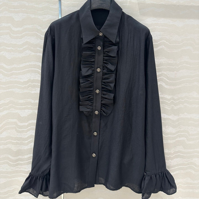 CC Lace Shirt In Black Cotton And Silk