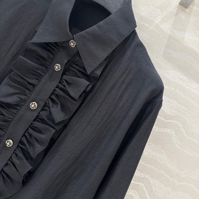 CC Lace Shirt In Black Cotton And Silk