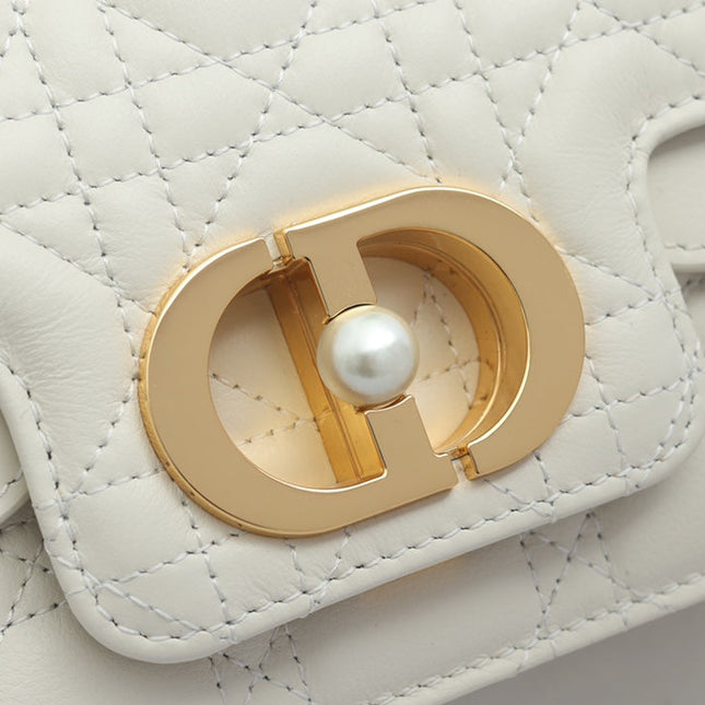 JOLIE TOP HANDLE BAG 19 IN WHITE CANNAGE CALFSKIN