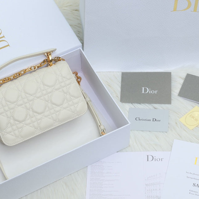 JOLIE TOP HANDLE BAG 19 IN WHITE CANNAGE CALFSKIN