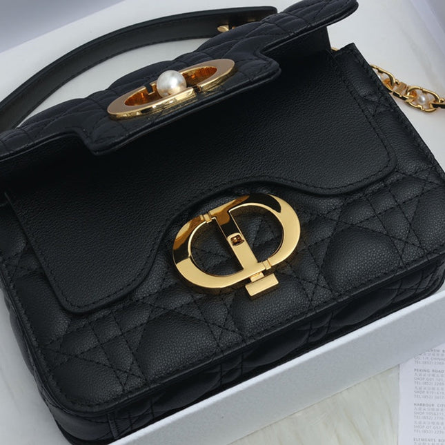 JOLIE TOP HANDLE BAG 19 IN BLACK CANNAGE CALFSKIN