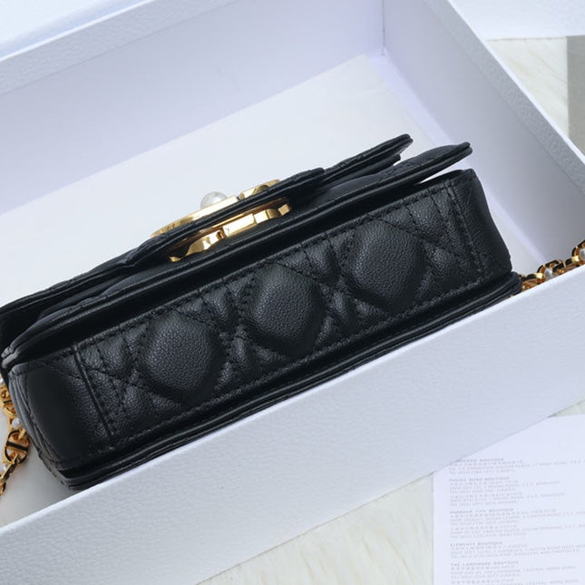JOLIE TOP HANDLE BAG 19 IN BLACK CANNAGE CALFSKIN
