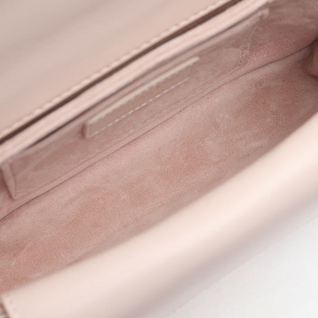JOLIE TOP HANDLE BAG 19 IN PALE PINK CANNAGE CALFSKIN