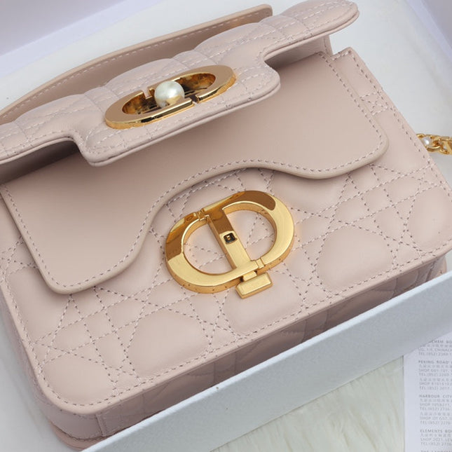 JOLIE TOP HANDLE BAG 19 IN PALE PINK CANNAGE CALFSKIN