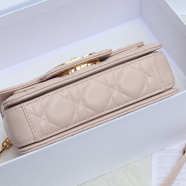 JOLIE TOP HANDLE BAG 19 IN PALE PINK CANNAGE CALFSKIN