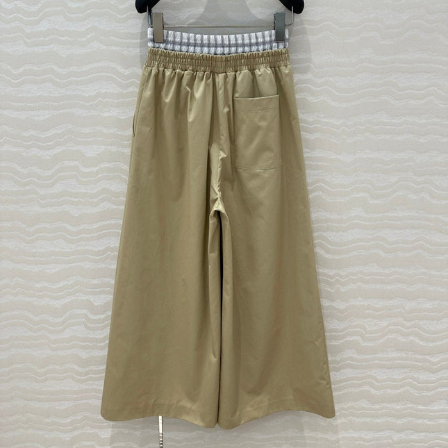 Loewe Wide-leg Straight Pants Beige Cotton
