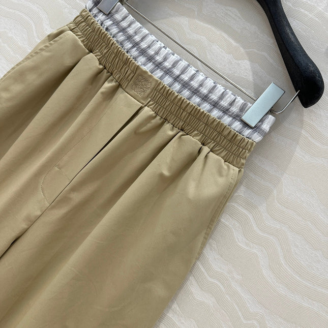 Loewe Wide-leg Straight Pants Beige Cotton