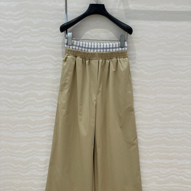 Loewe Wide-leg Straight Pants Beige Cotton