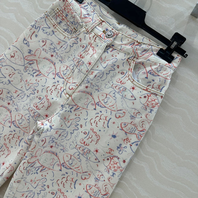 CC Straight Pants Multicolor Denim Cotton