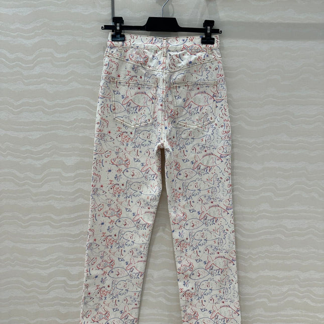 CC Straight Pants Multicolor Denim Cotton