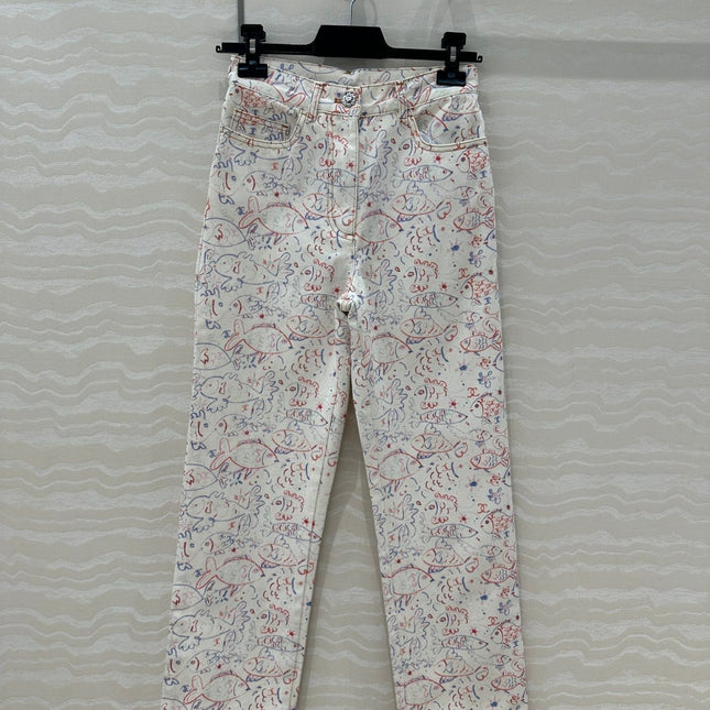 CC Straight Pants Multicolor Denim Cotton