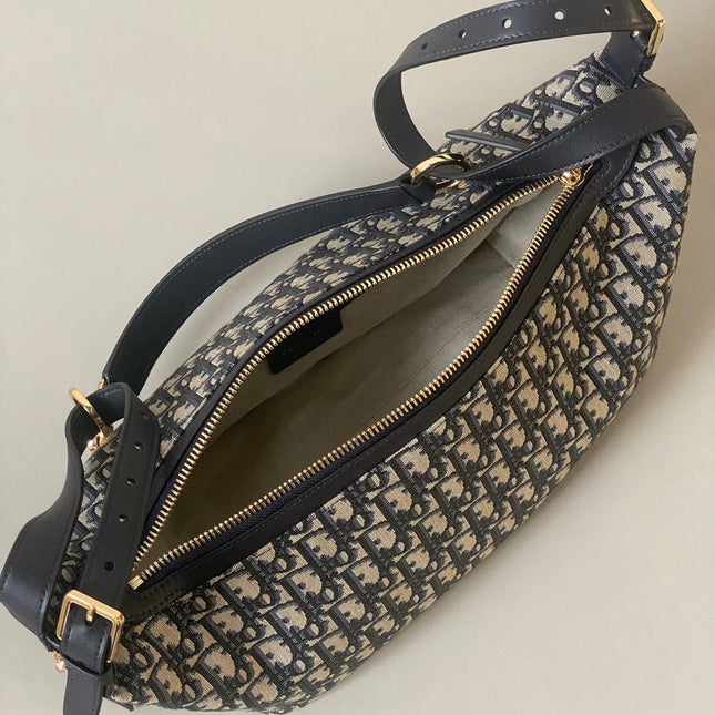 LARGE D-JOURNEY SHOULDER BAG 33 IN BLACK MONOGRAM OBLIQUE JACQUARD