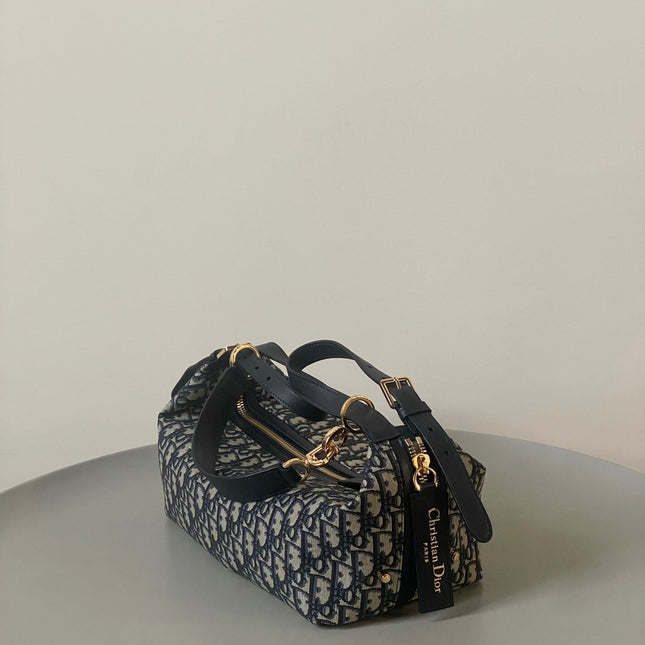 LARGE D-JOURNEY SHOULDER BAG 33 IN BLACK MONOGRAM OBLIQUE JACQUARD