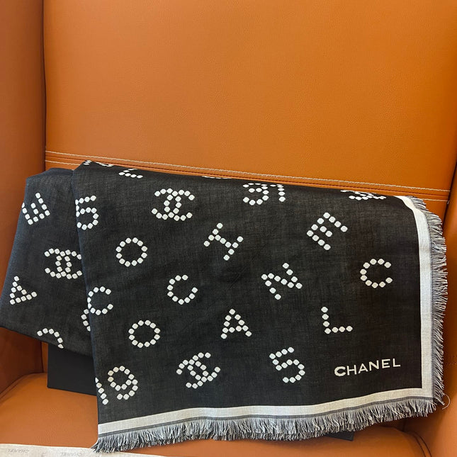 CHANEL 25S SCARF 140 IN WOOL SILK 700811