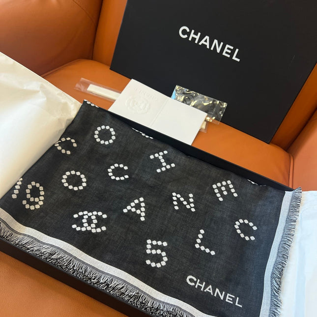 CHANEL 25S SCARF 140 IN WOOL SILK 700811