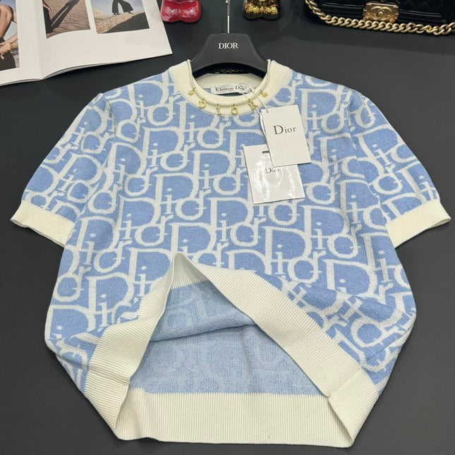 Dior 25 T-Shirt Light Blue Wool 232731