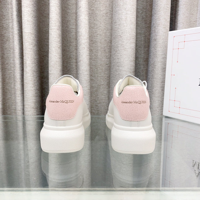 OVERSIZED SNEAKERS IN WHITE CALFSKIN WITH LIGHT PINK HEEL TAB