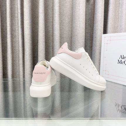 OVERSIZED SNEAKERS IN WHITE CALFSKIN WITH LIGHT PINK HEEL TAB