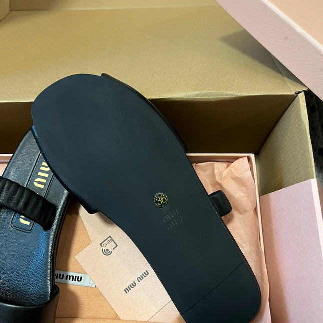 RUCHES SANDALS IN BLACK LAMBSKIN