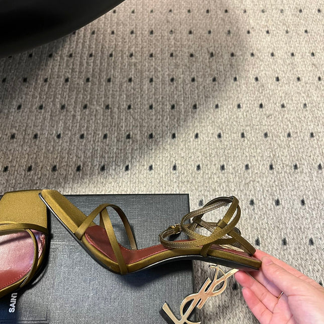 YSL HIGH HEEL SANDALS IN GOLD CALFSKIN